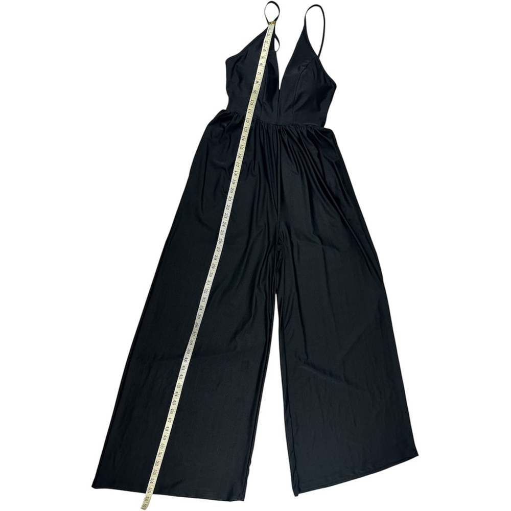 NWT Klassy Network Black V-Neck Wide Leg Jumpsuit Women’s Size Medium - Picture 4 of 10